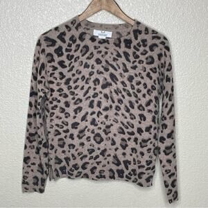 Magaschoni Cashmere Leopard Patterned Sweater Size S Crew Neck